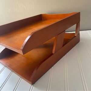 Wooden Two-Tier Desk Organizer